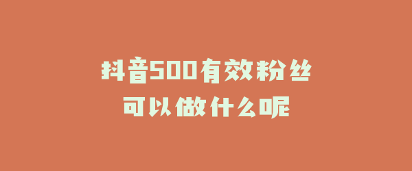 抖音500有效粉丝可以做什么呢