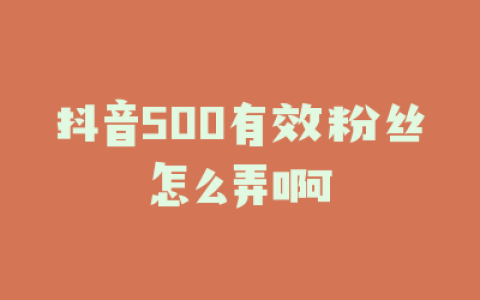抖音500有效粉丝怎么弄啊