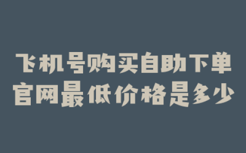 飞机号购买自助下单官网最低价格是多少