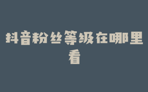 抖音粉丝等级在哪里看