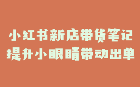 小红书新店带货笔记提升小眼睛带动出单