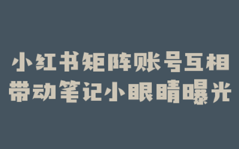 小红书矩阵账号互相带动笔记小眼睛曝光