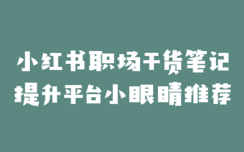 小红书职场干货笔记提升平台小眼睛推荐