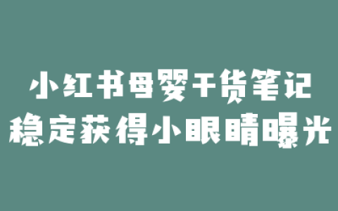 小红书母婴干货笔记稳定获得小眼睛曝光