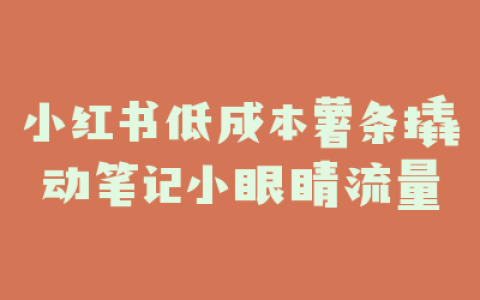 小红书低成本薯条撬动笔记小眼睛流量