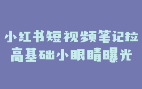 小红书短视频笔记拉高基础小眼睛曝光