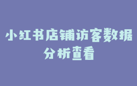 小红书店铺访客数据分析查看