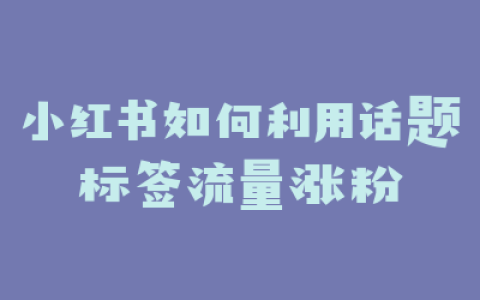 小红书如何利用话题标签流量涨粉