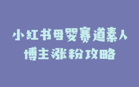 小红书母婴赛道素人博主涨粉攻略