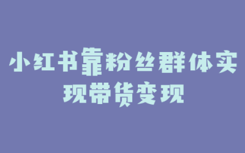 小红书靠粉丝群体实现带货变现